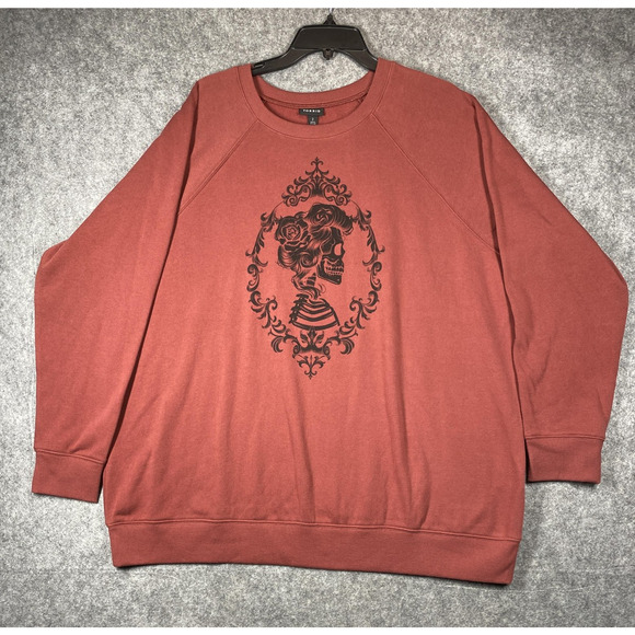 Torrid Sweatshirt Womens 2XL Graphic Skull Rose Gothic Pullover Crewneck Soft - Picture 1 of 10